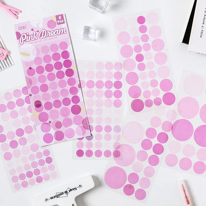 6pcs Vivid Color Dot Round Stickers | Must Have Stickers | Planner Basic Stickers | Bujo Collage Journal Craft Party Accessories Supplies