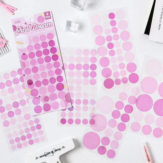 6pcs Vivid Color Dot Round Stickers | Must Have Stickers | Planner Basic Stickers | Bujo Collage Journal Craft Party Accessories Supplies