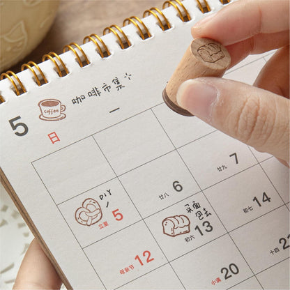 Cute Mini Coffee Bread  Rubber Stamp | Handdrawn Wooden Stamp Set | Daily Plan Food Tracker Planner Bullet Journal Stamps
