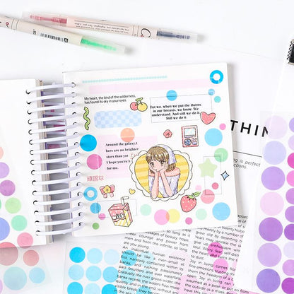 6pcs Vivid Color Dot Round Stickers | Must Have Stickers | Planner Basic Stickers | Bujo Collage Journal Craft Party Accessories Supplies