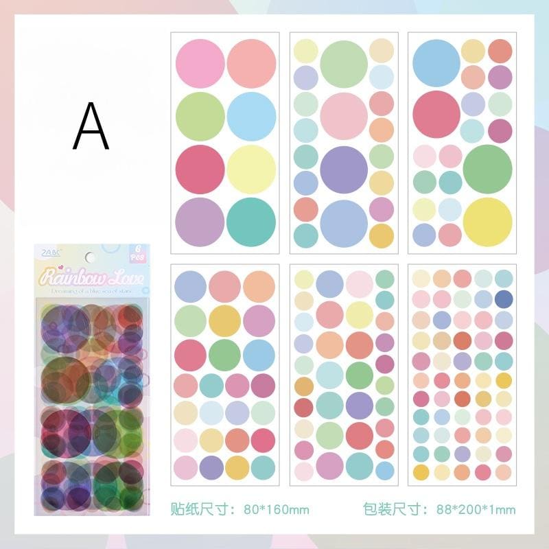 6pcs Vivid Color Dot Round Stickers | Must Have Stickers | Planner Basic Stickers | Bujo Collage Journal Craft Party Accessories Supplies