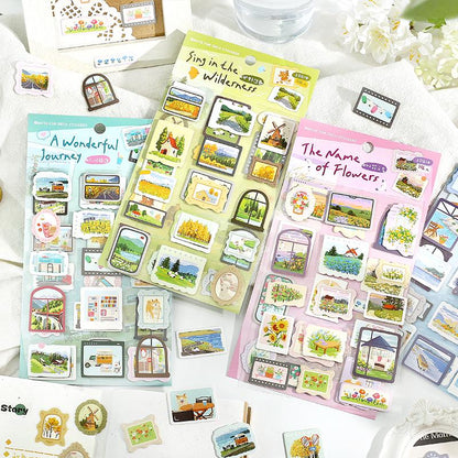 3D Cardboard Natural Scenery Sticker | Junk Journal Bullet Journal Deco Stickers | Scrapbooking Collage Craft Supplies