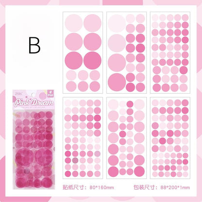 6pcs Vivid Color Dot Round Stickers | Must Have Stickers | Planner Basic Stickers | Bujo Collage Journal Craft Party Accessories Supplies