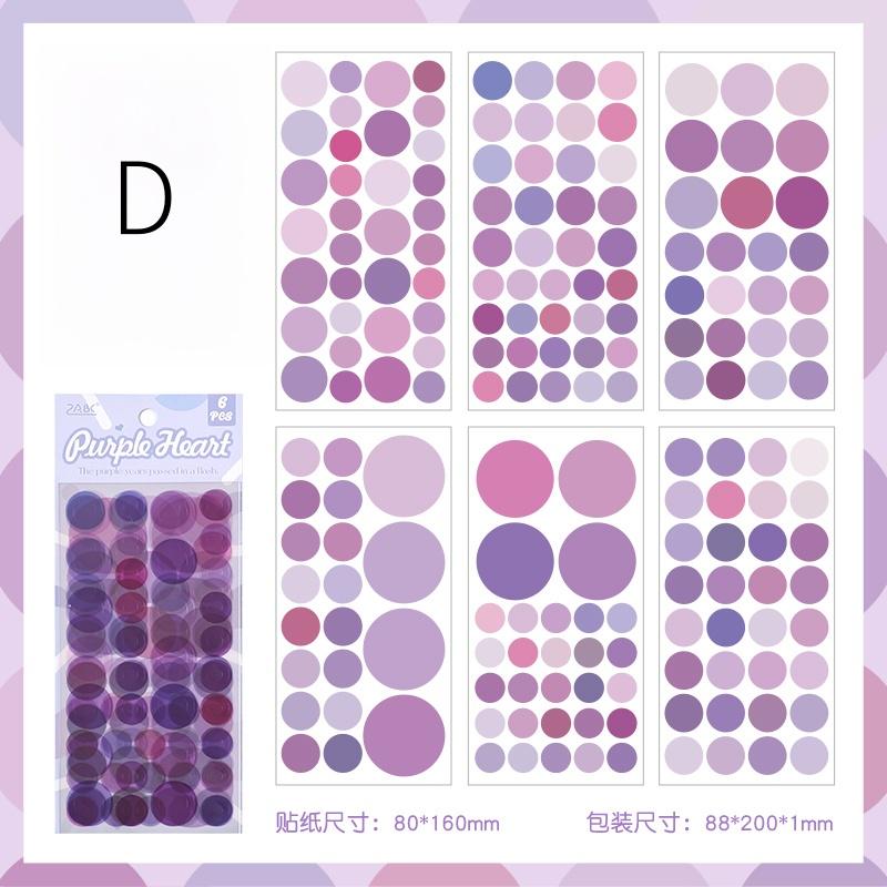 6pcs Vivid Color Dot Round Stickers | Must Have Stickers | Planner Basic Stickers | Bujo Collage Journal Craft Party Accessories Supplies