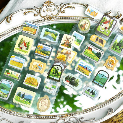 3D Cardboard Natural Scenery Sticker | Junk Journal Bullet Journal Deco Stickers | Scrapbooking Collage Craft Supplies
