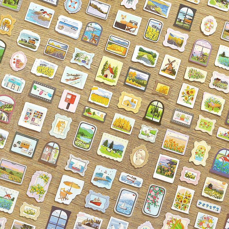 3D Cardboard Natural Scenery Sticker | Junk Journal Bullet Journal Deco Stickers | Scrapbooking Collage Craft Supplies