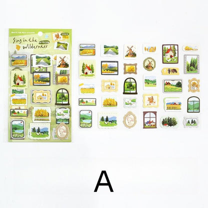 3D Cardboard Natural Scenery Sticker | Junk Journal Bullet Journal Deco Stickers | Scrapbooking Collage Craft Supplies