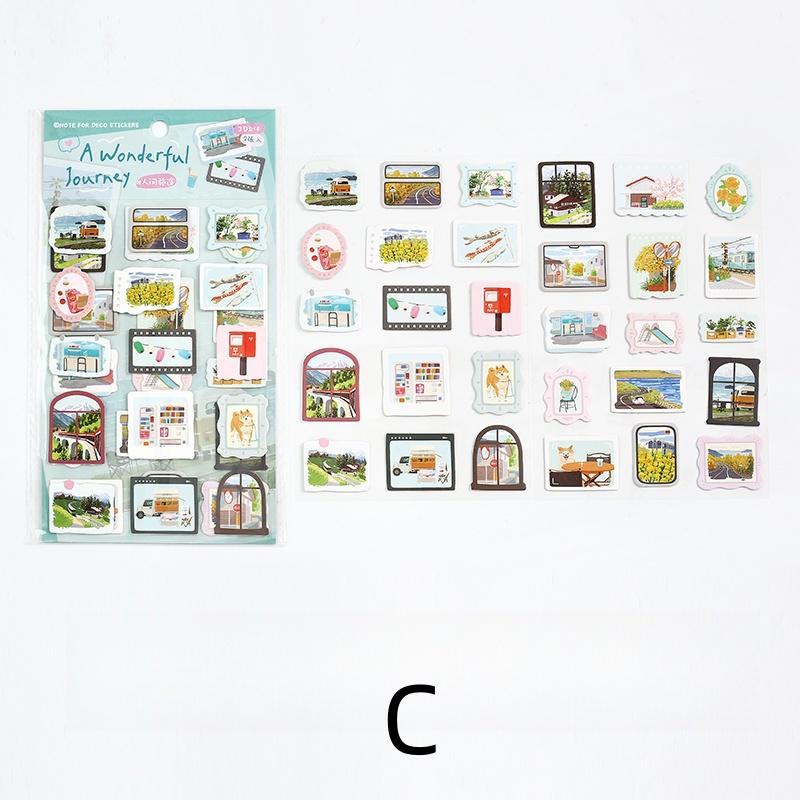 3D Cardboard Natural Scenery Sticker | Junk Journal Bullet Journal Deco Stickers | Scrapbooking Collage Craft Supplies