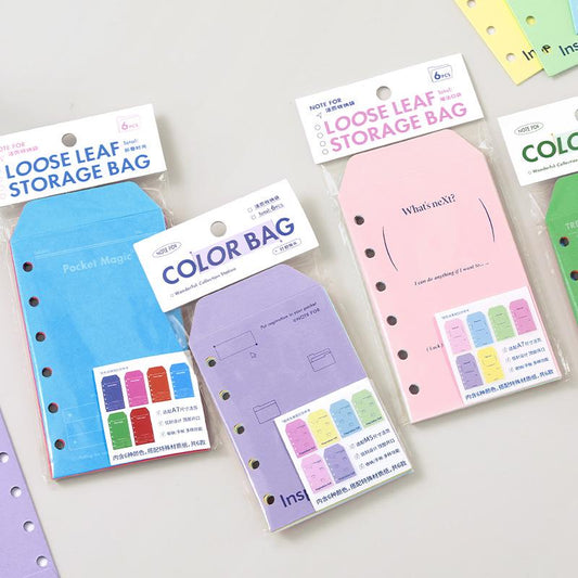 6pcs M5 A7 Binder Envelope | M5 A7 Planner Sticker Organizer Storage | Refillable Binder Planner Refills Inserts Accessories