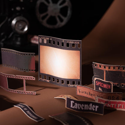 Retro Film Theme Hard Card Stickers | Junk Journal Collage Starter | Bullet Journaling Scrapbooking DIY Album Supplies
