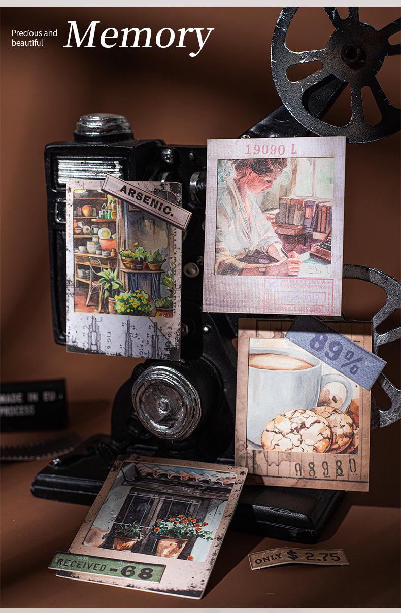 Retro Film Theme Hard Card Stickers | Junk Journal Collage Starter | Bullet Journaling Scrapbooking DIY Album Supplies