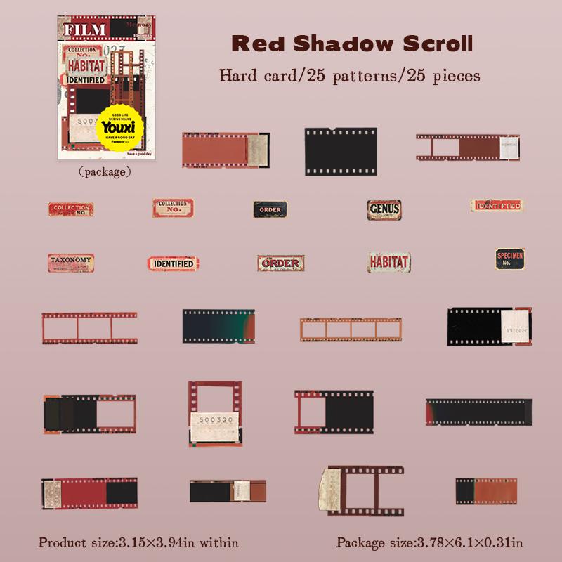 Retro Film Theme Hard Card Stickers | Junk Journal Collage Starter | Bullet Journaling Scrapbooking DIY Album Supplies