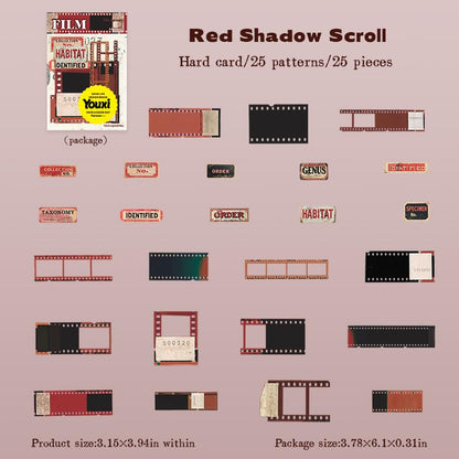 Retro Film Theme Hard Card Stickers | Junk Journal Collage Starter | Bullet Journaling Scrapbooking DIY Album Supplies