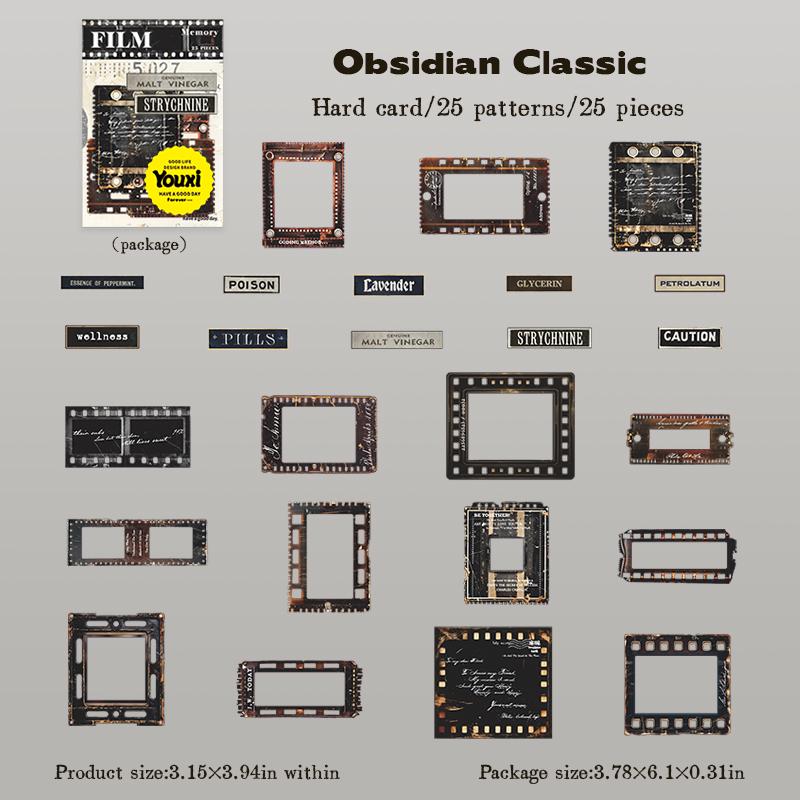 Retro Film Theme Hard Card Stickers | Junk Journal Collage Starter | Bullet Journaling Scrapbooking DIY Album Supplies