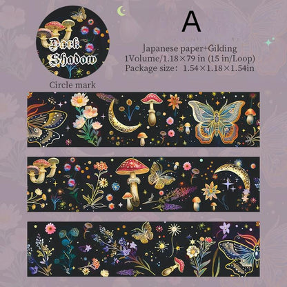 Dark Magic Premium Gold Sliver Foil Washi Tape | Japanese Tape | Decorative Tapes | Planner Bullet Journal Collage Accessories