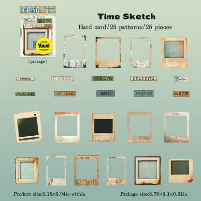 Retro Film Theme Hard Card Stickers | Junk Journal Collage Starter | Bullet Journaling Scrapbooking DIY Album Supplies