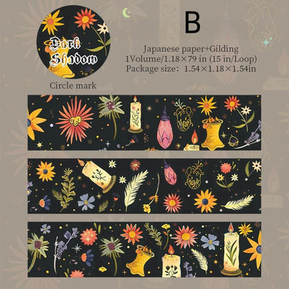 Dark Magic Premium Gold Sliver Foil Washi Tape | Japanese Tape | Decorative Tapes | Planner Bullet Journal Collage Accessories