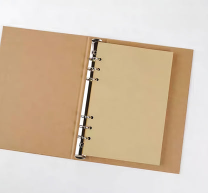 A4 A5 B5 Kraft Paper Loose-leaf Binder | 4 6 9 Ring Binder Cover | Kraft Journal Diary Agenda Notebook  | Refillable Planner Organizer