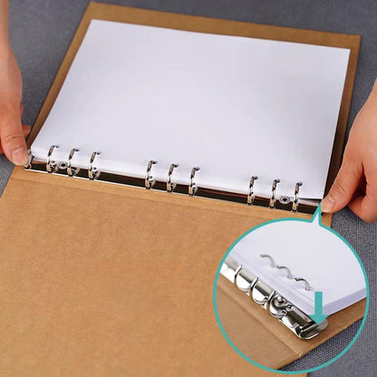 A4 A5 B5 Kraft Cover Loose-leaf Binder | 4 6 9 Ring Binder Cover | Blank Journal Diary Agenda Notebook  | Refillable Planner Organizer