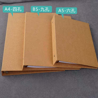 A4 A5 B5 Kraft Cover Loose-leaf Binder | 4 6 9 Ring Binder Cover | Blank Journal Diary Agenda Notebook  | Refillable Planner Organizer
