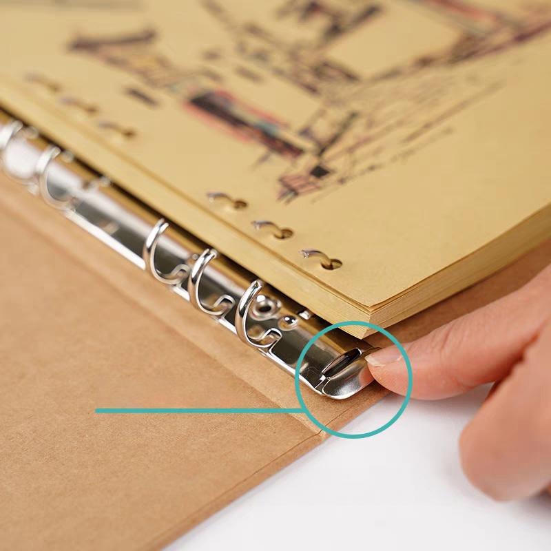 A4 A5 B5 Kraft Paper Loose-leaf Binder | 4 6 9 Ring Binder Cover | Kraft Journal Diary Agenda Notebook  | Refillable Planner Organizer