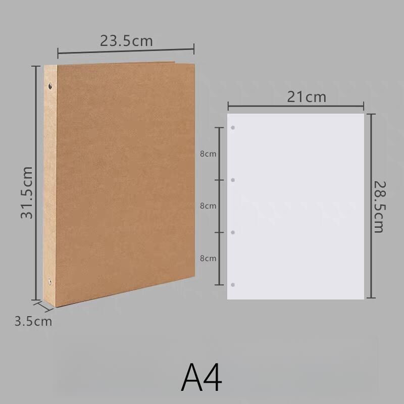 A4 A5 B5 Kraft Cover Loose-leaf Binder | 4 6 9 Ring Binder Cover | Blank Journal Diary Agenda Notebook  | Refillable Planner Organizer