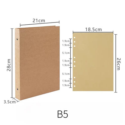 A4 A5 B5 Kraft Paper Loose-leaf Binder | 4 6 9 Ring Binder Cover | Kraft Journal Diary Agenda Notebook  | Refillable Planner Organizer