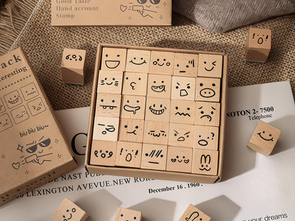 25pcs Cute Mini Emoji Weather Butterfly Flower Rubber Stamp | Wooden Stamp Set |  Daily Plan Planner Bullet Journal Stamp