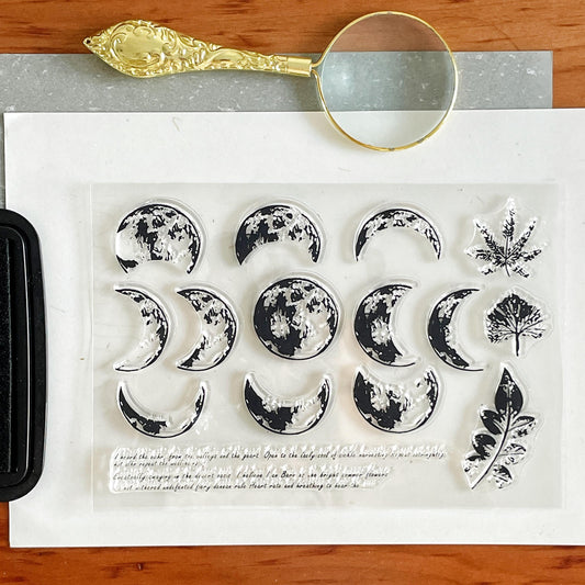 Moon Phases Clear Stamp | Moon Eclipse Full Moon Transparent Rubber Stamps | Bullet Journal Planner Accessories Card Making