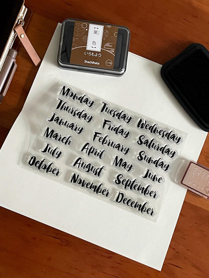 Week Month Date Clear Stamp | Calendar Daily Plan Transparent Rubber Stamps | Bullet Journal Schedule Planner Accessories Supplies