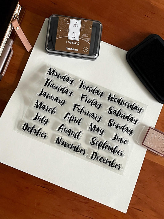 Week Month Date Clear Stamp | Calendar Daily Plan Transparent Rubber Stamps | Bullet Journal Schedule Planner Accessories Supplies