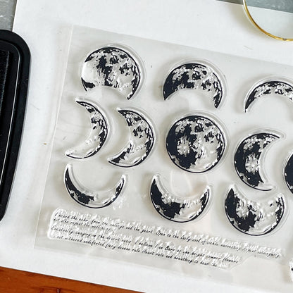 Moon Phases Clear Stamp | Moon Eclipse Full Moon Transparent Rubber Stamps | Bullet Journal Planner Accessories Card Making