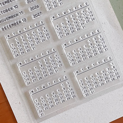 Month Calendar Clear Stamp | Monthly Plan Date 2025 Transparent Rubber Stamps | Bullet Journal Planner Accessories Journaling Supplies