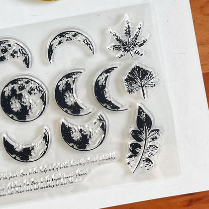 Moon Phases Clear Stamp | Moon Eclipse Full Moon Transparent Rubber Stamps | Bullet Journal Planner Accessories Card Making