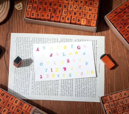 Wooden Alphanumeric Stamp Set | Uppercase Lowercase Letter Number Stamps for Planner Journal | Scrapbooking Supplies | Bullet Journal Stamp