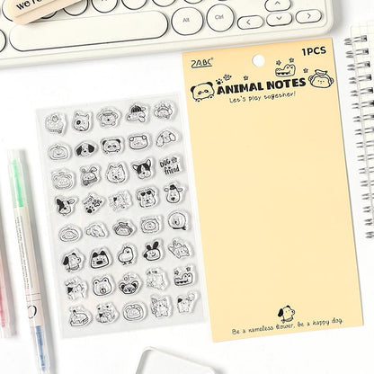 Mini Icon Clear Stamp | Cute Cat Dog Food Daily Life Plan Transparent Rubber Stamps | Bullet Journal Planner Accessories Journaling Supplies
