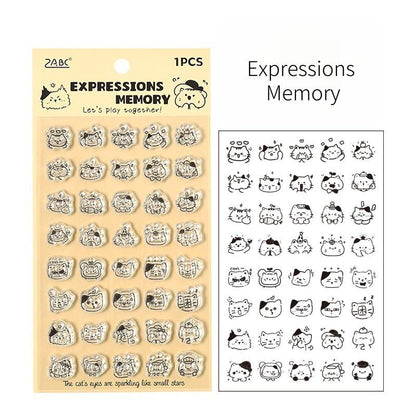 Mini Icon Clear Stamp | Cute Cat Dog Food Daily Life Plan Transparent Rubber Stamps | Bullet Journal Planner Accessories Journaling Supplies