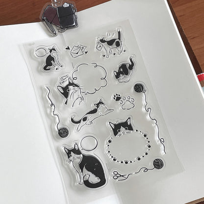 Cute Kitten Calendar Stamp | Transparent Clear Rubber Stamp Set | Scrapbooking Planner Bullet Journal Craft Card Making Journaling Supply