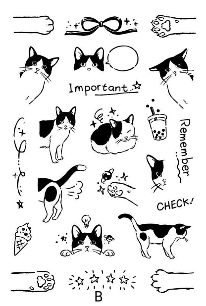 Cute Kitten Calendar Stamp | Transparent Clear Rubber Stamp Set | Scrapbooking Planner Bullet Journal Craft Card Making Journaling Supply