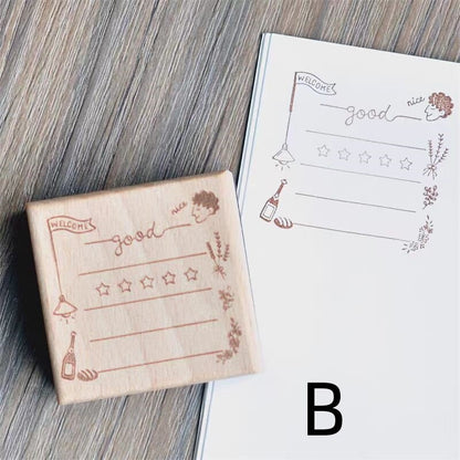 Animal Cat Wooden Rubber Stamp | Cute Memo List Book Wreath Stamp | Planner Accessories | Stamp for Journal and Scrapbook