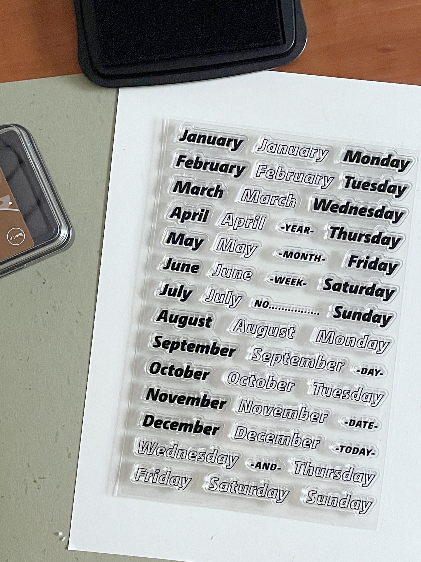Week Month Date Clear Stamp | Calendar Daily Weekly and Monthly Plan Transparent Rubber Stamps | Bullet Journal Planner Accessories Supplies
