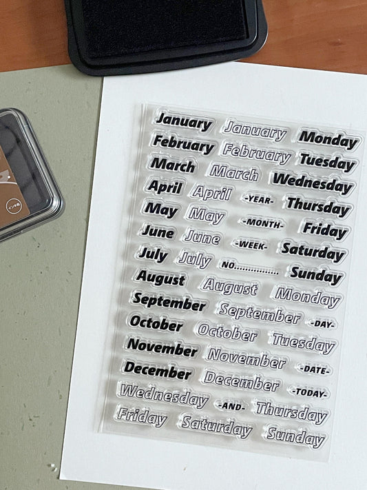 Week Month Date Clear Stamp | Calendar Daily Weekly and Monthly Plan Transparent Rubber Stamps | Bullet Journal Planner Accessories Supplies