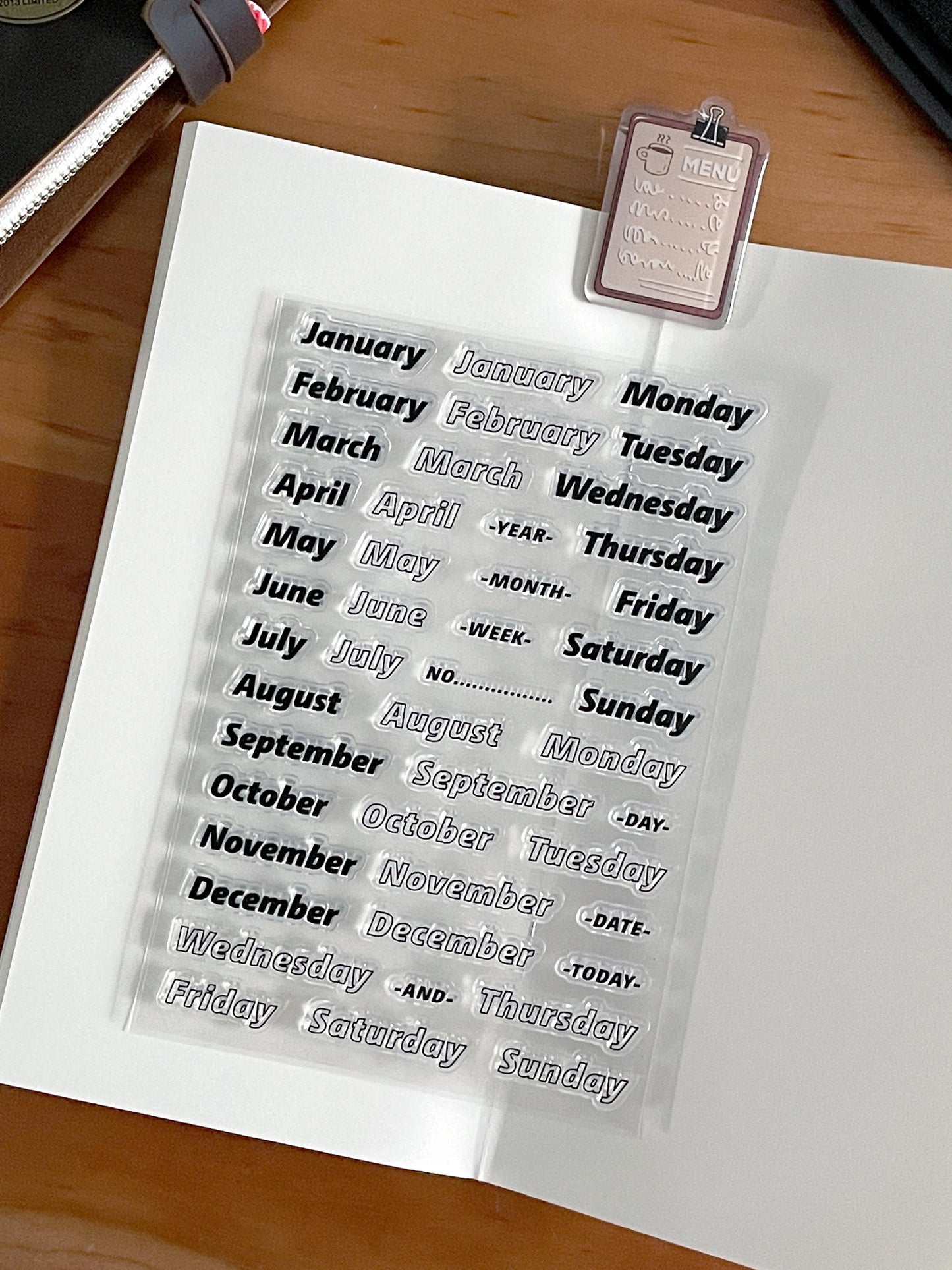 Week Month Date Clear Stamp | Calendar Daily Weekly and Monthly Plan Transparent Rubber Stamps | Bullet Journal Planner Accessories Supplies