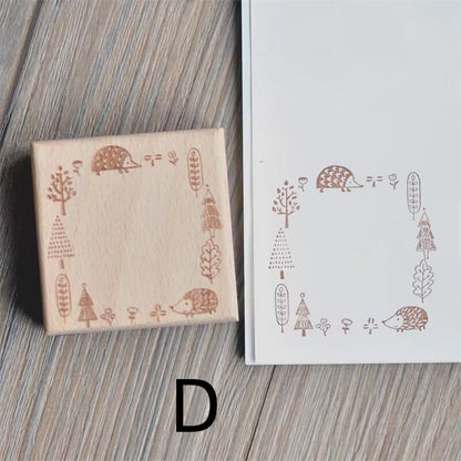 Animal Cat Wooden Rubber Stamp | Cute Memo List Book Wreath Stamp | Planner Accessories | Stamp for Journal and Scrapbook