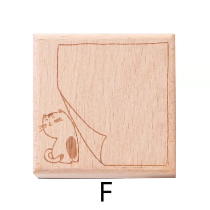 Animal Cat Wooden Rubber Stamp | Cute Memo List Book Wreath Stamp | Planner Accessories | Stamp for Journal and Scrapbook