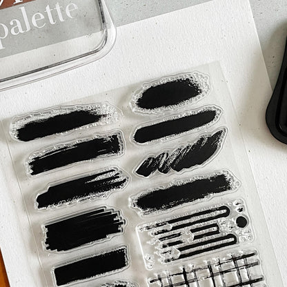 Paint Stroke Clear Stamp |  Brush Background Transparent Rubber Stamps | Bullet Journal Planner Accessories