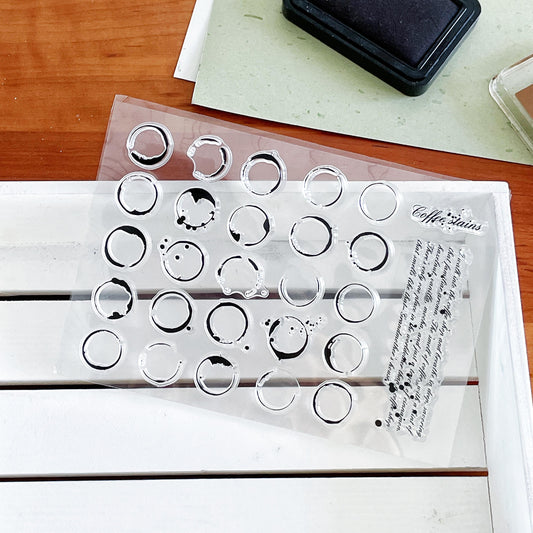 Coffee Stains Clear Stamp | Drips Splatter Round Transparent Rubber Stamps | Bullet Journal Planner Accessories Card Making