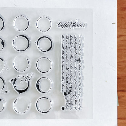 Coffee Stains Clear Stamp | Drips Splatter Round Transparent Rubber Stamps | Bullet Journal Planner Accessories Card Making