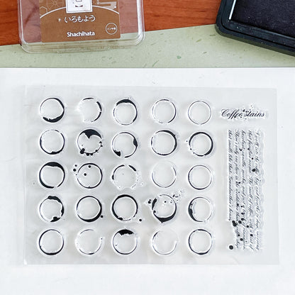 Coffee Stains Clear Stamp | Drips Splatter Round Transparent Rubber Stamps | Bullet Journal Planner Accessories Card Making