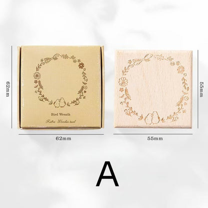Forest Frame Wooden Stamp | Memo Wooden Stamp Set | Frame Rubber Stamp | Junk Journal Scrapbooking Planner Supplies